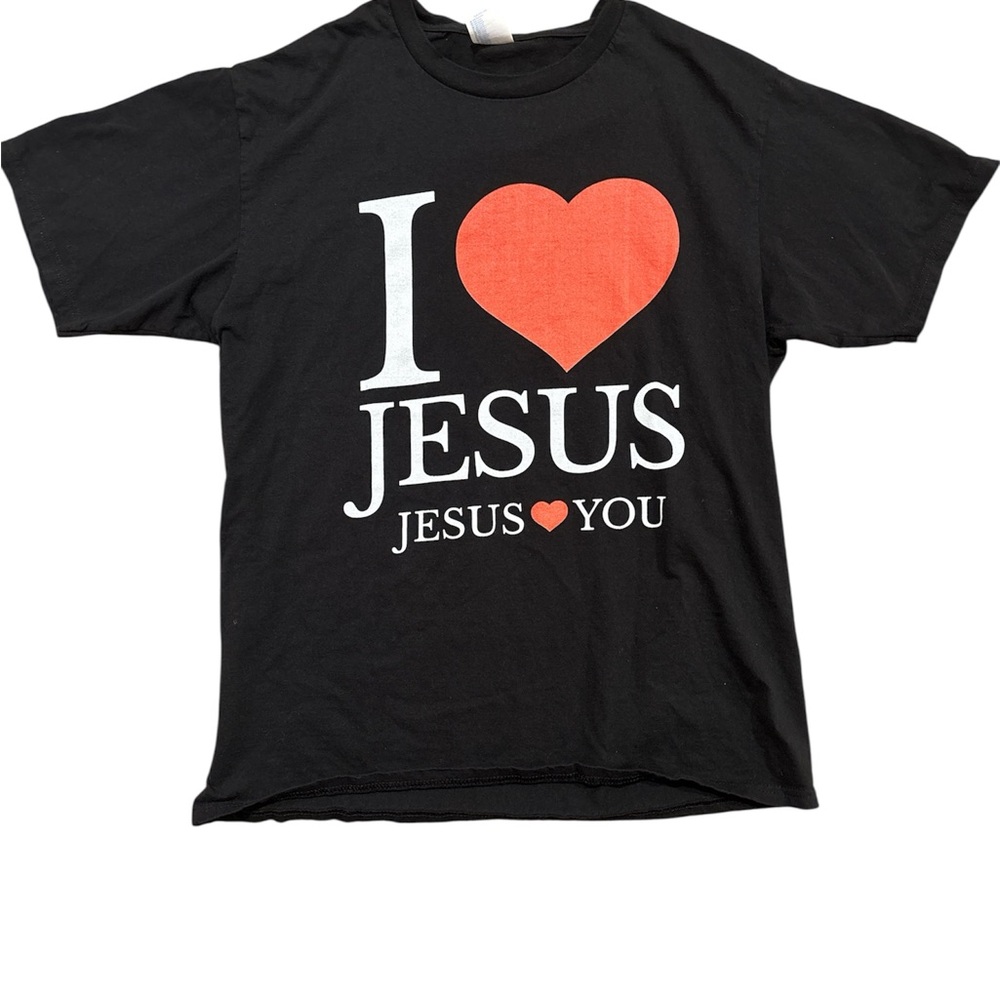 Port and Company Black Tee with Red Heart Design